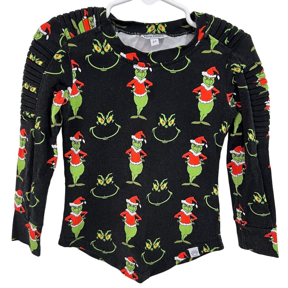 Posh Kiddos The Grinch Long Sleeve Biker Shirt Size 2T